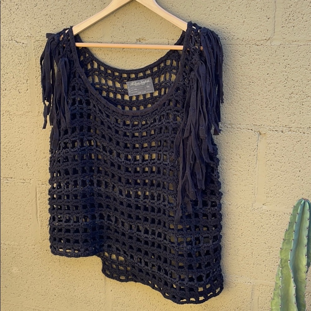 All Saints asymmetrical crochet top